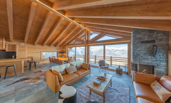 Nendaz Ski Chalet | Experience Chalet Oak Tree: Ski-in/Out with Sauna & Spa