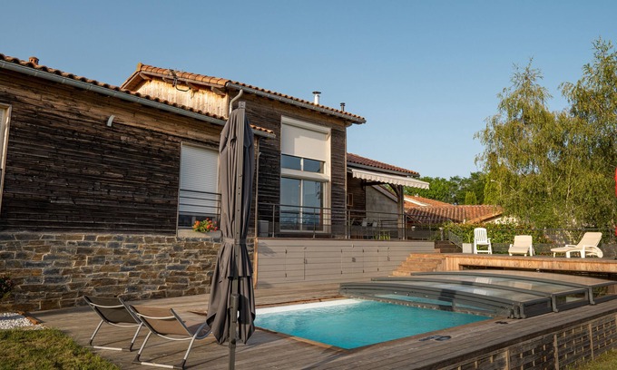 Saint-Girons House | Inviting Chalet with Pool and Scenic Mountain Views