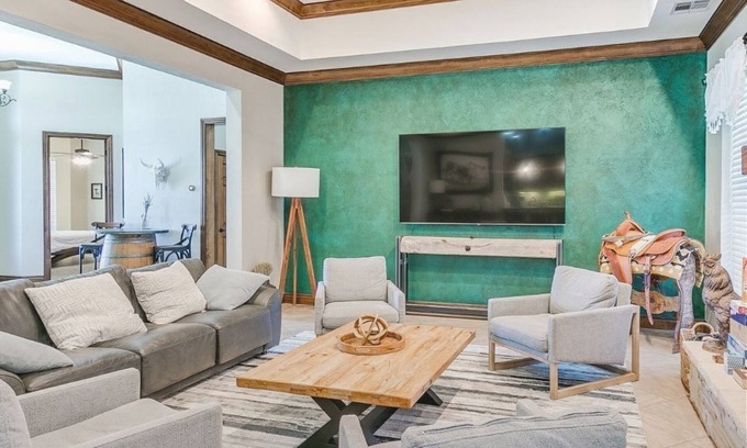 Pottawatomie County Apartment | Experience Farm Life at Our 6BR Ranch with Hot Tub & Games