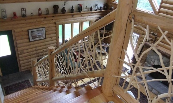 Boyne Falls Cabin | Cozy Log House with Pool, Steps from Boyne River