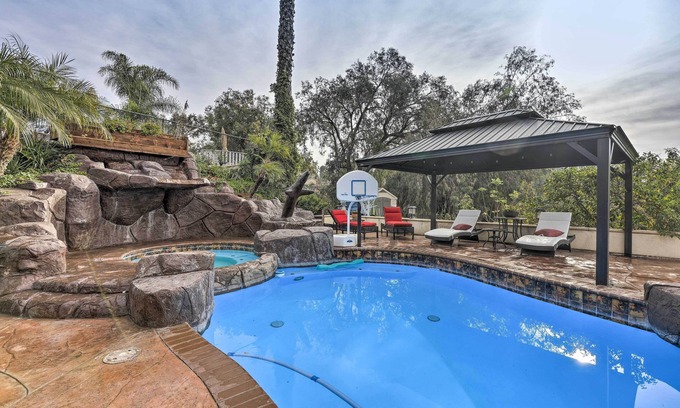 East Whittier House | Stylish Whittier Oasis with Private Pool and Hot Tub