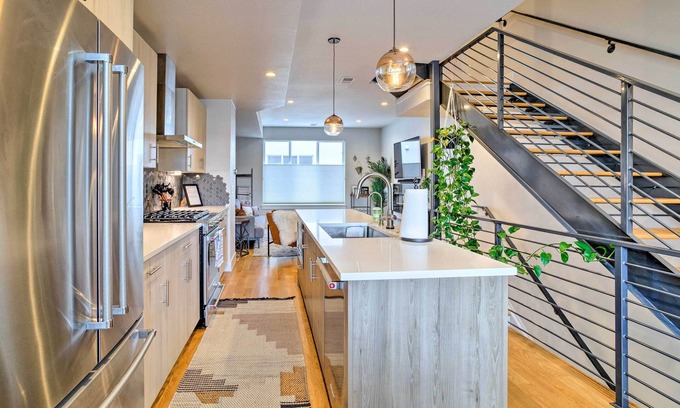West Colfax House | Elegant Denver Townhome with City Skyline Views & Spa