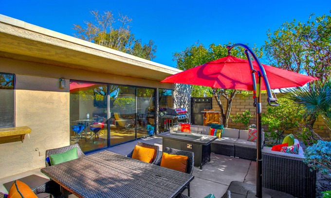 Sunrise Vista Chino Condo | Tranquil Mid-Century Condo with Private Garden & Mountain Views
