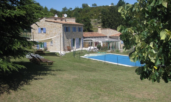 Bezaudun-les-Alpes Villa | Elegant Stone Farmhouse with Heatable Pool & Tennis Court