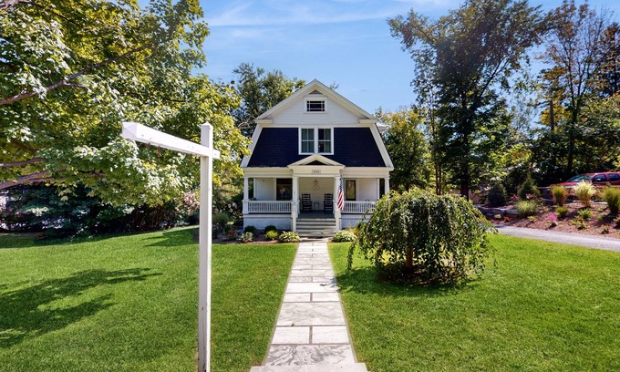 Manchester House | Charming Village Home with Porch, Kitchen & Spa Amenities