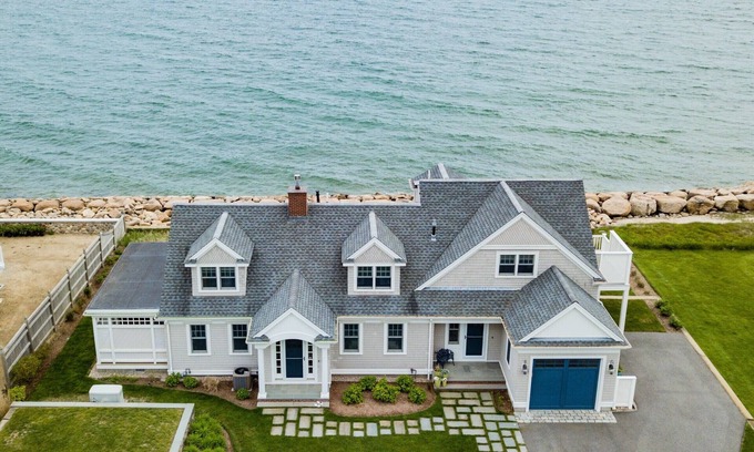 East Falmouth House | Oceanfront Elegance: Chic Retreat with Spa & Ocean Views