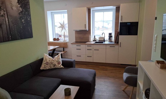 Sankt Andreasberg Apartment | Color magic blue in the Harz ESTHER with sauna, terrace and bicycle shed