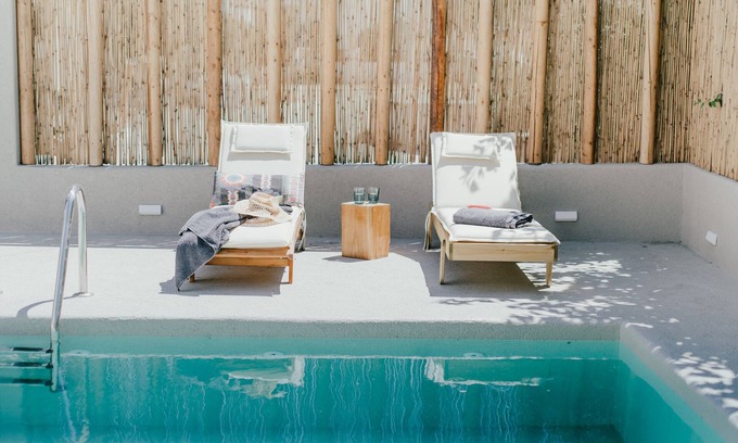 Apollonia Villa | Stylish Condo with Private Pool, Steps from the Beach