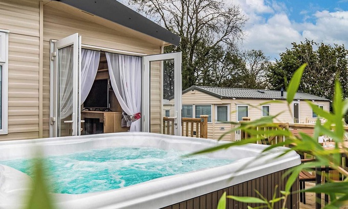 Narberth House | Modern Caravan Retreat with Pool, Spa & Family Amenities
