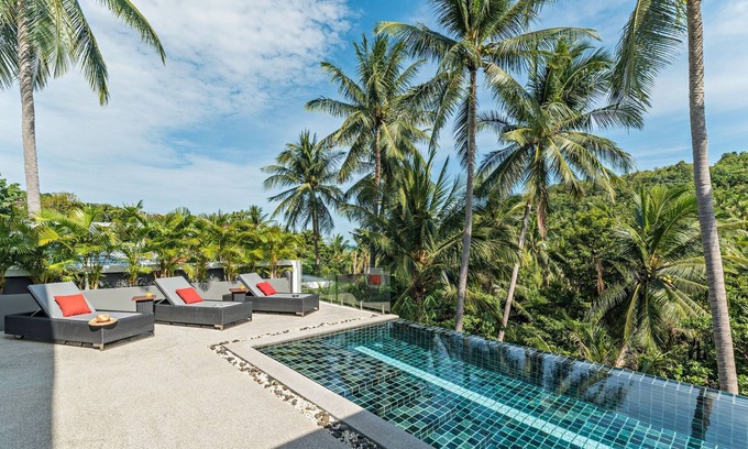 Mae Nam Villa | Contemporary villa 5 minutes from the beach with a view of the coconut grove and the sea