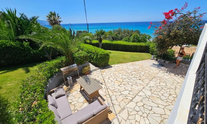 Glyfada Apartment | Beachfront Corfu Glyfada Apartment with Pool & Ocean Views