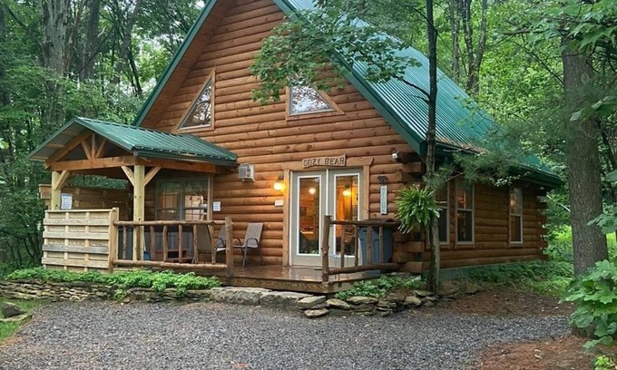 Leeper Cabin | Cozy Bear Log Cabin near Cook Forest State Park