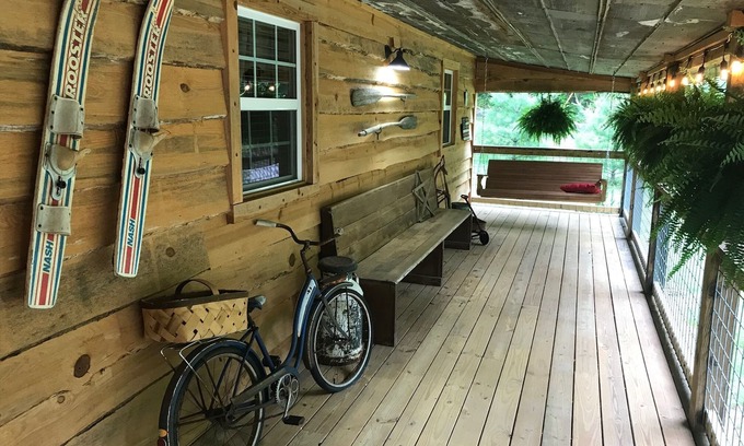 Rock Island Cabin | Inviting Cabin with Hot Tub & Fire Pit by Rock Island Park