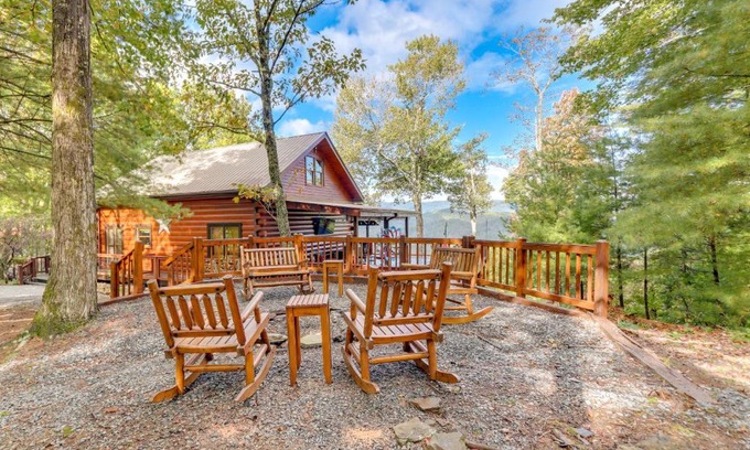 Hidden Lake House | Inviting Cherry Log Cabin with Hot Tub & Scenic Mountain Views