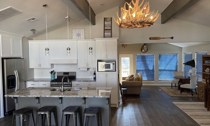 Wagoner House | Inviting Lake Home with Fire Pit at Fort Gibson Lake