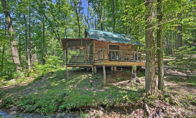 Barnardsville Cabin | Tranquil Creekside Cabin with Deck in Pisgah Forest