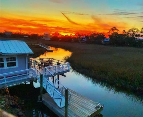 Tybee Island House | Serene Creekside Paradise with Oceanfront Views & Hot Tub