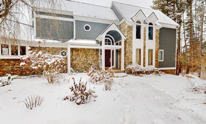 Metamora House | Custom dog-friendly home with private swimming area, fireplace, gym, grill, deck