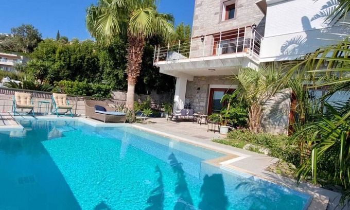 Bodrum Villa | Enchanting Villa with Castle and Sea View, Pool & Spa