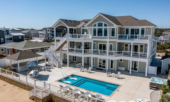 Sandbridge House | Relaxing Oceanfront Retreat with Private Pool & Hot Tub