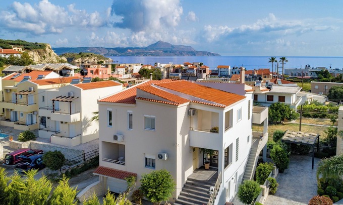 Almyrida Apartment | Inviting Studio Steps from Sandy Beach with Ocean View