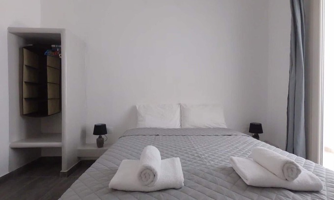 Perissa Apartment | Modern Studio Steps from Perissa Beach with Ocean Views