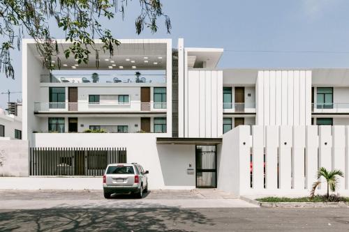 Las Gaviotas Apartment | Modern Boho Retreat Near the Beach with Pool & Hot Tub