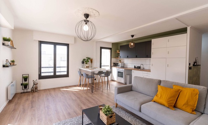 Cergy Apartment | Designer Apartment with Balcony & Private Parking Awaits