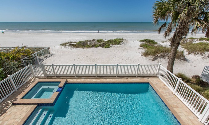 Indian Shores House | Direct Beach Front Home with Pool and Ocean View Awaits