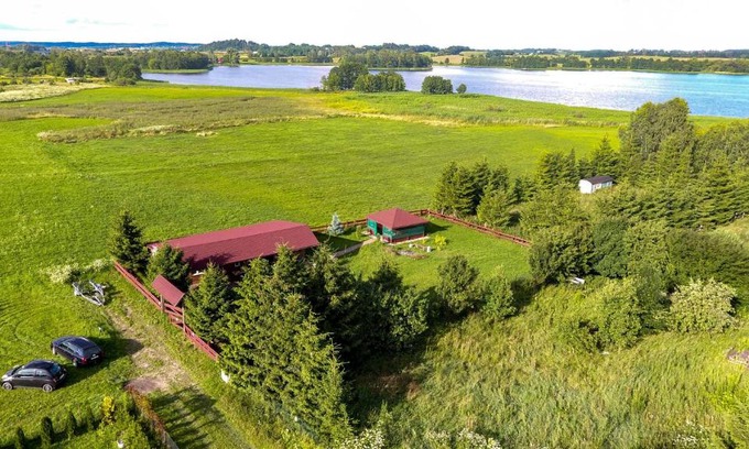 Biskupiec House | Relax at Domek na Mazurach by Lake Dadaj with Private Beach