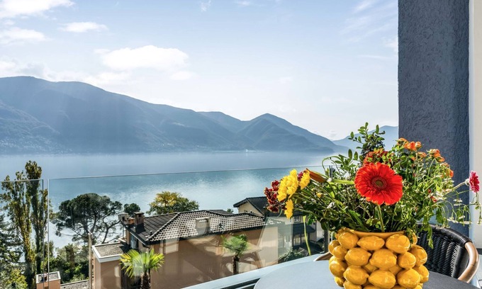 Ascona Apartment | Modern Double Room with Spa & Lake View by Interhome