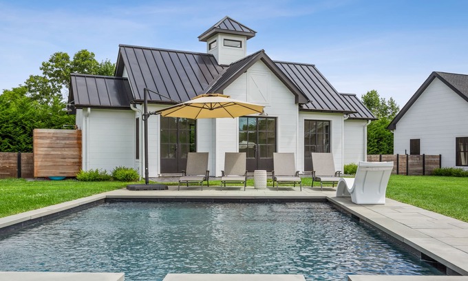 Speonk House | Inviting Modern Farmhouse with Pool and Ocean View