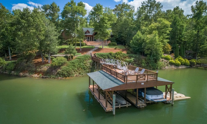 Nebo House | Lakefront Retreat: Dock, Firepit & Mountain Views Await