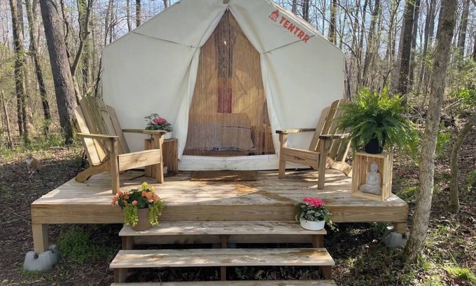 LaFayette RV Rental | Tranquil Zen Den Glamping Tent on a Serene Farm Escape