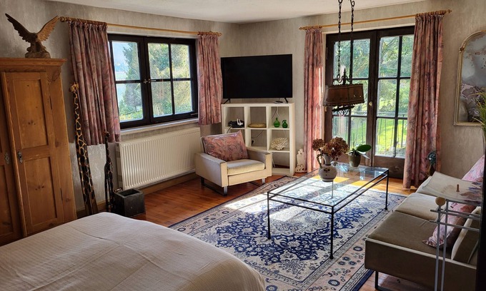 Neuburg am Inn Apartment | Unique Getaway at Paradiesgarten by the Inn River