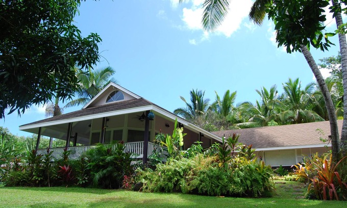 Kilauea House | Secluded Beach Estate with Ocean Views in Moloaa Bay, HI