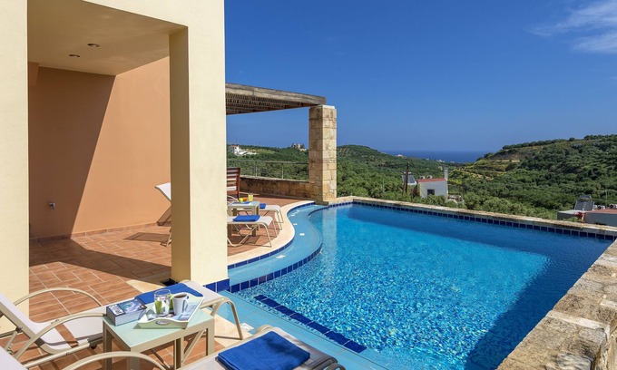 Agia Villa | Stunning Three Bedroom Villa with Ocean View & Heated Pool