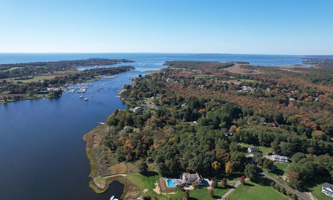 Pawcatuck House | Waterfront Estate with Private Pool & Ocean View near Mystic