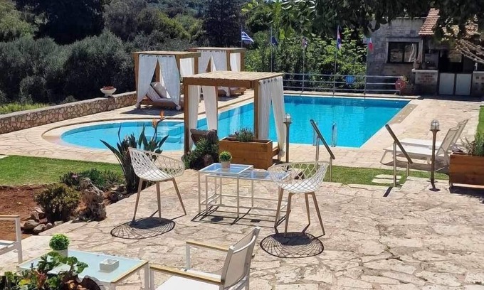 Vamos House | Pet-Friendly Elianthos Villa with Ocean View and Pool