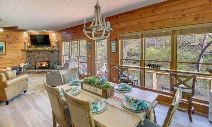 East Ellijay House | Riverfront Retreat in Ellijay: Game Room & Fire Pit Awaits