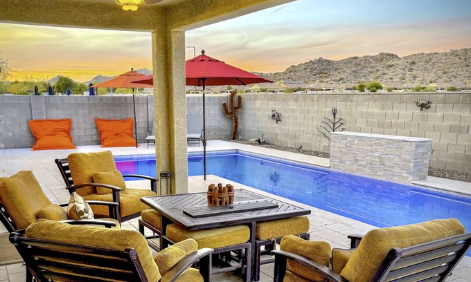 Montecito in Estrella House | Estrella Skies Backyard Delight, Stunning Pool 4 Beds 2 Bath, Vacation Retreat