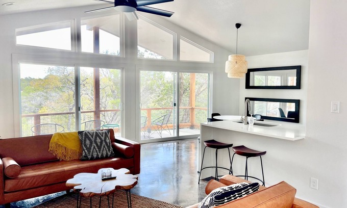 Wimberley House | Top-Rated Evergreen Modern Cabin with Pool & Breakfast