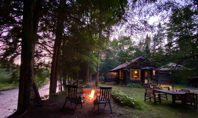 Cold Brook Cabin | Idyllic Adirondack Cabin on River with Private Acreage