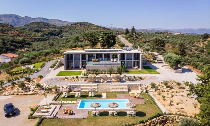 Agia Villa | Elegant Olive Nest Villa with Heated Pool and Ocean Views