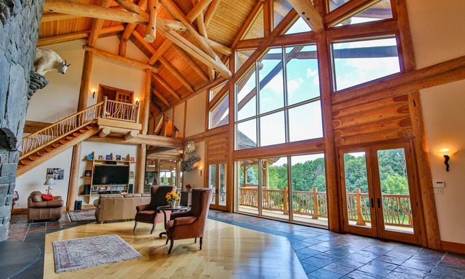 Nazareth House | Beautiful Log Home with Pool, Spa & Hot Tub Amenities