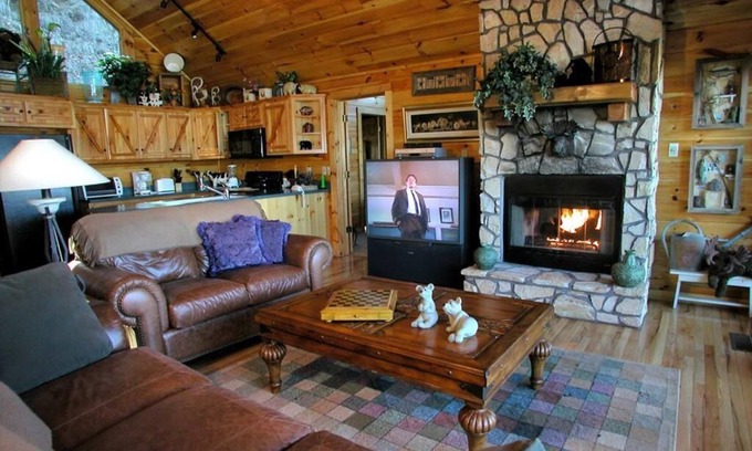 Bryson City Cabin | Secluded Luxury Cabin at Falling Waters with Lake View & Spa