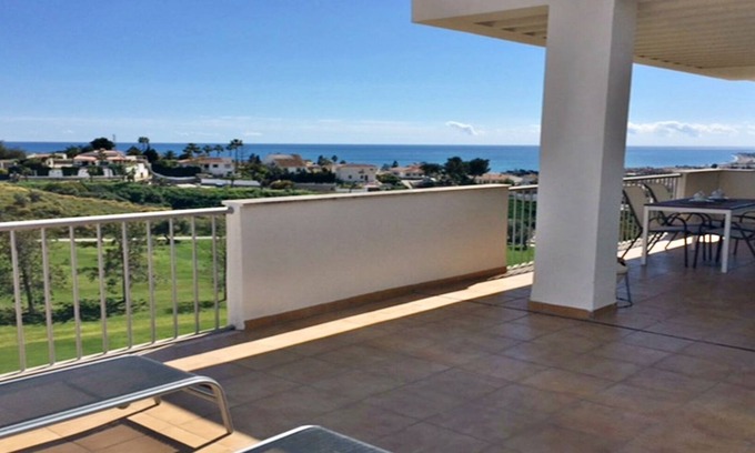 Caleta de Velez Condo | Stunning Penthouse with Pool and Sea Views for Rent