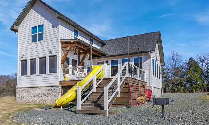 Glenwood House | Waterfront Farmhouse with Fire Pit, Pool & Family Fun