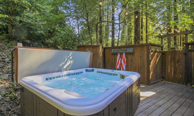 Cazadero Cabin | Serene Forest Retreat with Hot Tub in the Redwoods