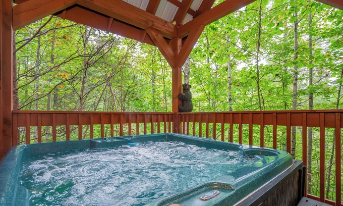 Caton Cabin | Forest View Hideaway: Relax with Hot Tub, Game Room & Pool